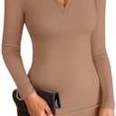 VICHYIE Women Lapel Neck Ribbed Bodycon Tight Fall Dress Long Sleeve Mid Thigh Pencil Above Knee Dresses (L)