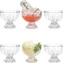 Vintage Glass Dessert Bowls, Ice Cream cups, 5oz Dessert cups, for Sundae, Fruit, Ice Cream, Pudding, small snacks,Condiment (6)