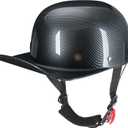 Yesmotor Baseball Style Cap Retro Motorcycle Helmet Unisex-Adult - DOT Approved (Carbon Fiber, XL)