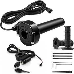 Full Twist Throttle for Ridstar Q20/Q20 Pro/H20,Precision Ball Bearing E-bike Throttle Grip Kit with Ignition Key Switch, Smooth Twist Control, 3-Pin Plug and Play