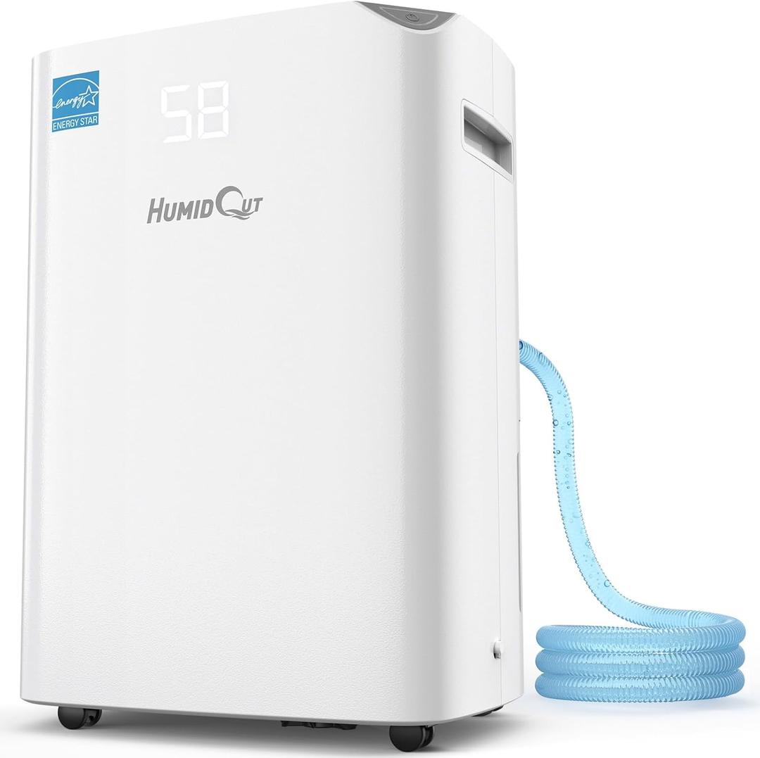 Basement Dehumidifier with Drain Hose, 100 Pint 6,000 Sq. Ft Dehumidifiers for Large Home & Room, Quiet Energy Star Dehumidifiers with Adjustable Humidity Control,24H Timer, 1.5 Gal Water Bucket