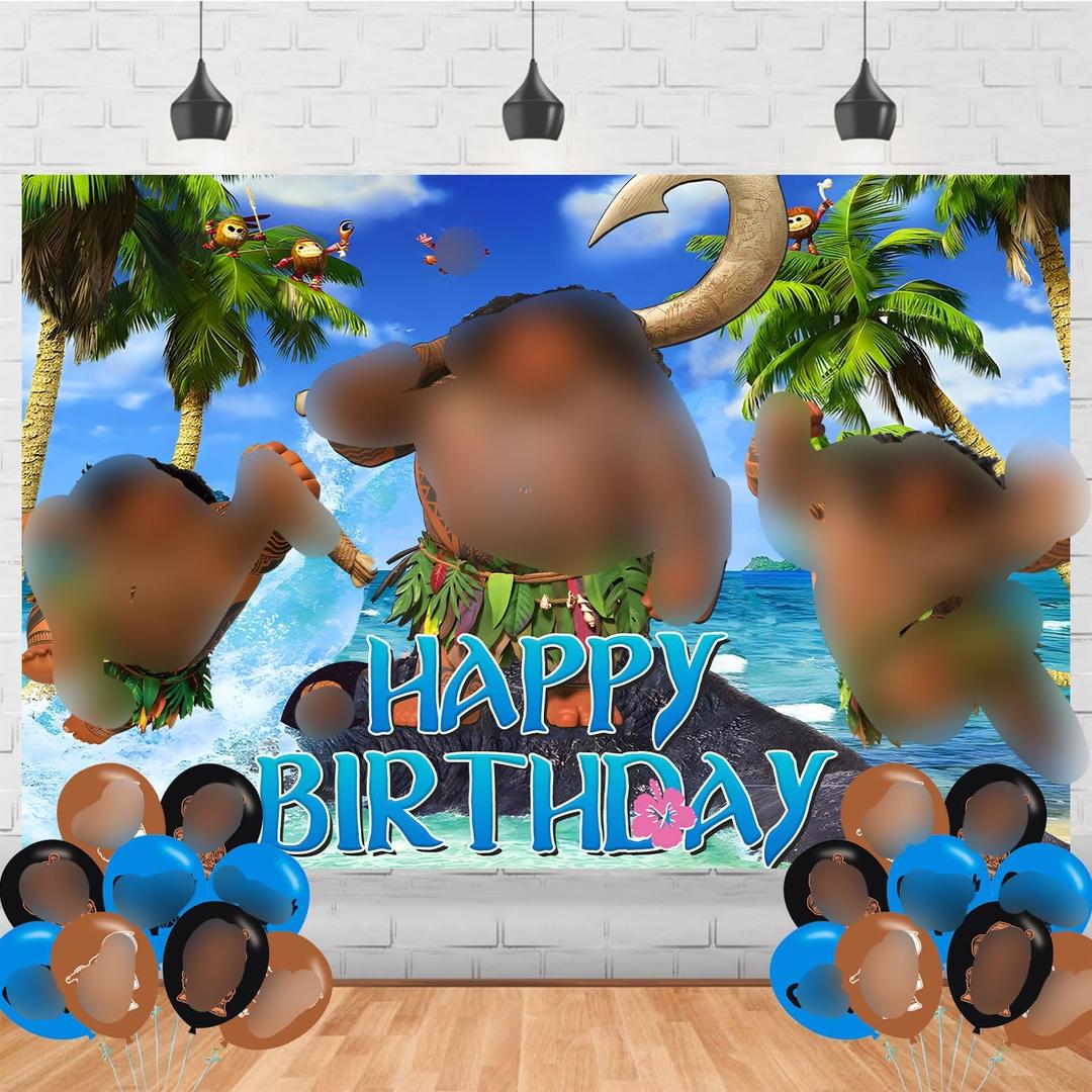 Maui Birthday Party Supplies Backdrop 5x3 Princess Boys Happy Birthday Background Photography Ocean Party Decorations Banner Photo Booth Props