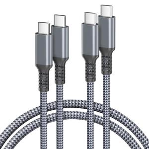 Basesailor USB C to Type C 100W Cable 6.6ft/2Pack,Power Delivery Fast Charging PD Charger Cord for iPhone 15 Max,MacBook,iPad Pro 10 10th Air 4 5th Mini 6 6th Gen,Samsung Galaxy Z Flip 5,Google Pixel (Gray)