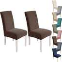 MAXIJIN Dining Chair Covers Set of 2, Stretch Kitchen Chair Covers for Dining Chairs, Removable Washable Parson Seat Slipcover for Home, Restaurant, Hotel, Banquet (Brown)