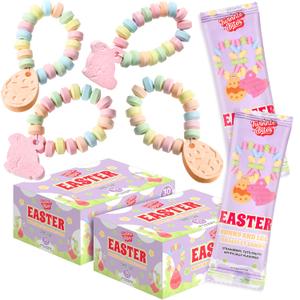 60 Pack Easter Candy Bracelets - Individually Wrapped Holiday Themed Bunny & Egg Bracelets Strawberry And Tutti Frutti Delicious Candys - Bulk Candys Great Use, For Kids, Party Favor, Classrooms, Goodie Bags