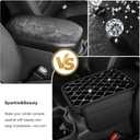 Center Console Cover Fit for Accord: Upgraded Bling Diamond Car Armrest Cover - Crystal Rhinestone Car Center Console Cover with 2 Storage Bags,Anti-Scratch Auto Armrest Pad Accessory Black