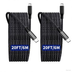 2-Pack Extra Long iPhone 16 17 Charger Cable 20Ft, 20Feet USB C to C Cable Fast Charging Nylon Braided iPhone 16 17 USB C Charger Cord for iPhone 16,17 Air,16/17 Pro,16/17 Pro Max/iPad Pro/Air/Min6