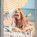 14x18 Wood Frame Gray, Rustic Natural Grey Wooden 18x14in Poster Picture Frame, Distressed 14 x 18inch Woodgrain Gallery Photo Frame with HD Plexiglass, Horizontal Vertical Wall Mounting Display 1pcs