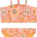 Roxy Girls' Two-Piece Bikini Swimsuit Set, UPF 50+ Sun Protection, Quick-Dry Bathing Suit (14, Papaya Wildflower)