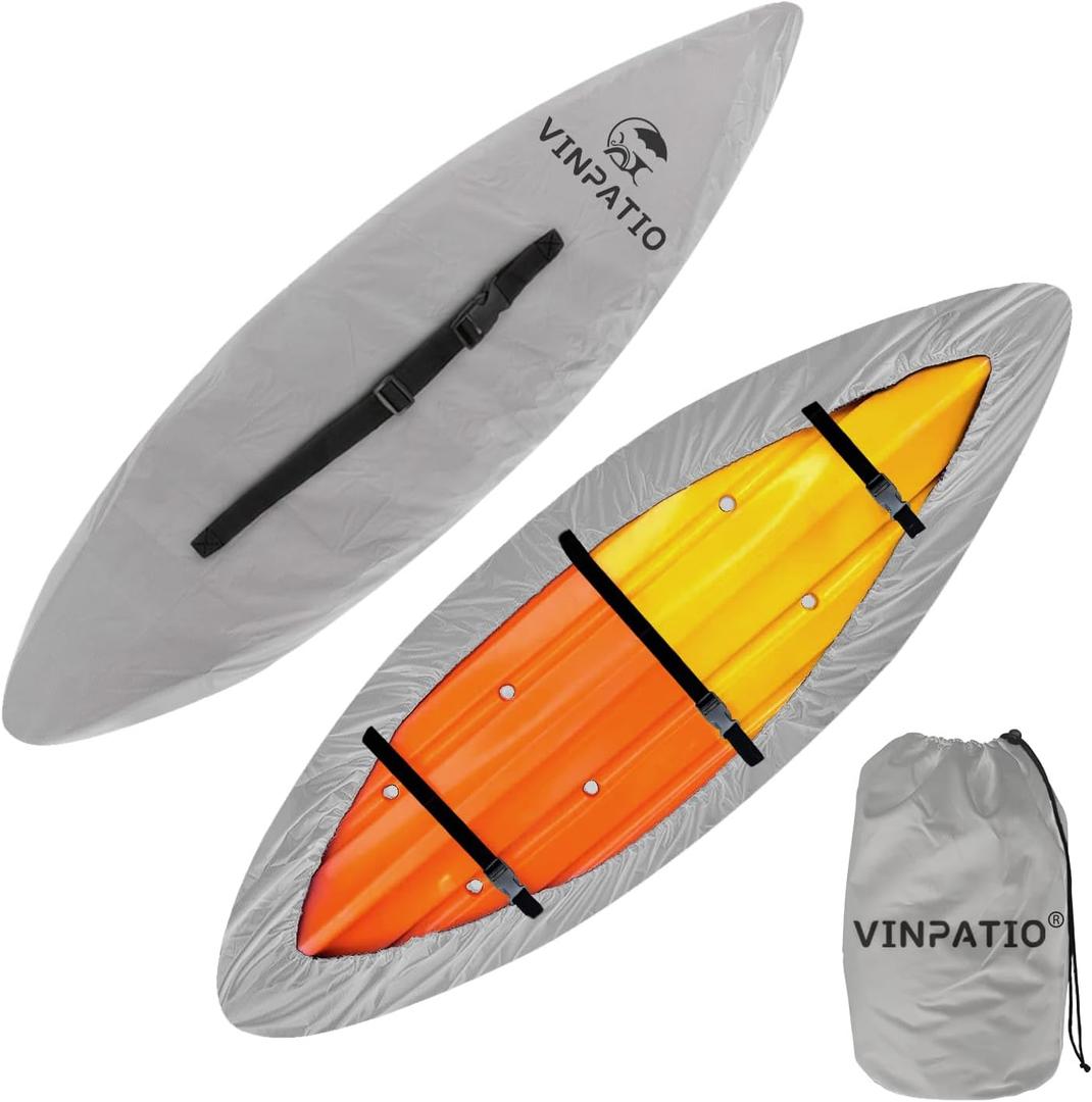 600D Kayak Cover 11-13 FT, Upgraded Full Coverage Waterproof Canoe Storage Bag with Zipper, Heavy-Duty UV Protection & Dust Resistant for Fishing Boats & Paddle Boards, Black