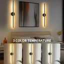 24 Inch Battery Operated Wall Sconce Set of 2, Dimmable Battery Sconces with Remote Control, 8000 mAh Rechargeable Sconces, 350 Rotate Modern LED Lights for Bedroom, Living Room, Black Gold