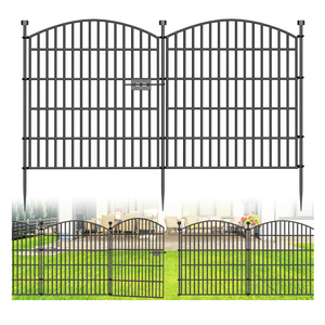 10 Panels Decorative Garden Fence with Gate - 32 in (H) x 23.6 ft (L) No Dig Dog Fence Outdoor for Yard, Rustproof Tall Garden Fencecing Panels, Animal Barrier Suitable for Yard Border, Patio