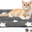 Mora Pets Cat Bed for Indoor Cats Washable Dog Crate Pad Cute Star Dog Bed Mat for Small Dogs Pet Kennel Pad for Cage Soft Flat Puppy Kitten Cushion Sleeping Anti-Slip Grey 22 x 13
