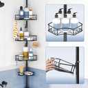 SEIRIONE Corner Shower Caddy Tension Pole, 4-Tier Rust-Free Shower Organizer Corner, Adjustable Shelf for Bathroom Storage, Easy-Install Standing Rack, 39 to 113Inch, Black