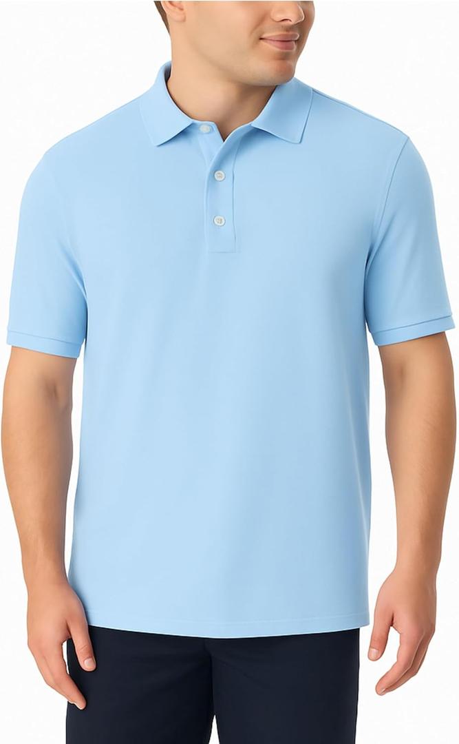 French Toast Unisex Sleeve Pique Polo Shirt , Light Blue, M