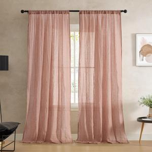 French Connection - Charter Crushed, Window Curtain, Set of 2 Panels, Semi Sheer, Modern Home Decor, Drapes for Living Room, Dining Room, Bedroom, Dorm, Measures 50" x 84", Rust