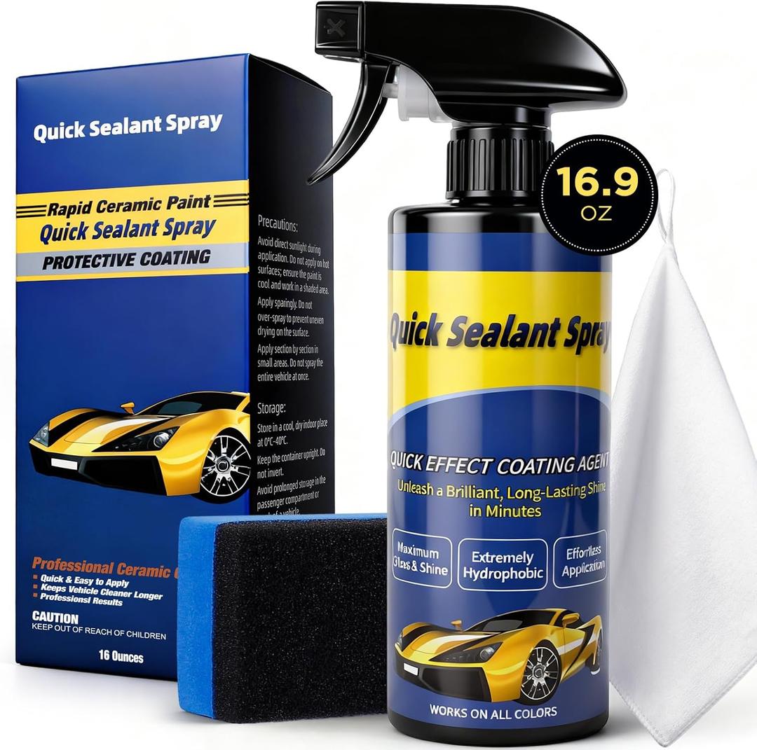 500ML Ceramic Coating for Cars: Quick Effect Coating Agent for Car Motorcycles Trucks & RVs - Extreme Hydrophobic Water Beading & Deep Gloss Shine for Long-Lasting Polish Spray Wax (16.9 Fl Oz (Pack of 1))