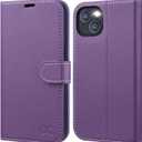 OCASE Compatible with iPhone 13 Wallet Case, PU Leather Flip Folio Case with Card Holders RFID Blocking Kickstand [Shockproof TPU Inner Shell] Phone Cover 6.1 Inch 2021 (Litchi Purple)
