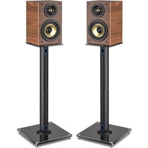 Rfiver Upgraded 45 Swivel Speaker Stands Pair for Surround Sound, Heavy Duty 28 Inch Bookshelf Speaker Stand Each Holds 22lbs Large Speaker, Floor Speaker Stand Built-in Cable Management, 1 Pair (Black)