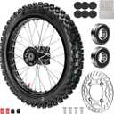 14'' Front Wheel 60/100-14 2.50-14 Dirt Bike Tire Rim Assembly for 110cc 125cc SSR PW80 TTR110 YZ65 RM65 JR80 DS80 KX65 KLX110 CRF70 XR70 Taotao DB14 Baja DR70 Pit Bike Parts with 15mm Bearings