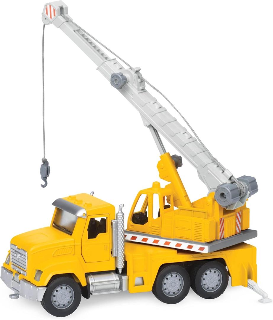 Driven by Battat  7-Inch Crane Truck Toy with Lights & Sounds, Movable Parts, Construction Vehicle for Boys & Girls, Durable Design, Realistic Details, 3+ Years Toy for Kids