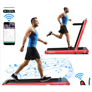 SuperFit 4.75HP 2 In 1 Folding Treadmill W/Remote APP, Red