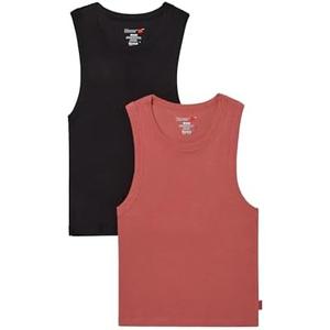 Hanes Womens Originals Racerback Crop Tank, 2-Pack, Comfywear Supersoft Rib Cropped Tank Top Loungewear Pack, Size 2X