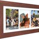 8x16 Picture Frame Display 3 opening Picture Frame 5x7 Collage,Multi Photo Frame with Mat,Plexiglass,Horizontal and Vertical Formats for Wall Decor,Walnut Wood Grain, 8x16 - (3 open5x7