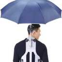 Handles Free Strap On Wearable Self Umbrella Sun UV Rain Blocker Fishing Outdoor Camping Use Running Jogging Canoe Kayak Shade Avoid Skin Problems Caused By Sunlight | Blue