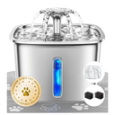 Veken Innovation Award Winner Stainless Steel Cat Water Fountain, 95oz/2.8L Automatic Pet Fountain Dog Water Dispenser with Replacement Filters & Silicone Mat for Cats, Dogs, Multiple Pets (Silver)