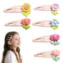 24 pcs Girls Flower Hair Clips Cute Candy Color Metal Snap Hair Clips for Little Girls Adolescent Woman Cartoon Design HairpinsColourful