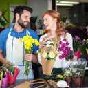 Gilprop 50 Packs Kraft Paper Flowers Gift Bags with Floral Card Holder Picks Ribbons and Thank You Card 13.8'' Flowers Bouquet Holder for Wedding, Valentines Day Decoration, Florist Shop