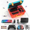 DEVASO Carrying Case for Nintendo Switch/Switch OLED, Professional Deluxe Waterproof Travel Bag Soft Lining Hard Case for Nintendo Switch OLED Model (2021) Console Pro Controller & Accessories