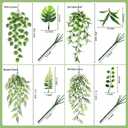 8 Pack Artificial Hanging Plants Fake Greenery Plants Fake lvy Vine for Home Wall Garden Indoor Outdoor Decoration (31'' Faux Boston Ferns,Palm Leaves)