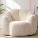 Giant Bean Bag Chairs for Adults, Comfy Petal Shape Beanbag Chair | Big Reading Chair for Living Room, Bedroom., Beige
