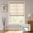 Joydeco No Drill Roman Shades, Light Filtering, 43" W x 72" H, Beige