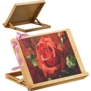 LUCYCAZ Tabletop Easel for Kids, Lightweight Art Easel for Painting, Beechwood Portable Easel Stand for Artists, Adjustable Angle Drawing and Sketching Board to Hold Book or Cookbook for Adults
