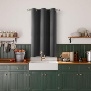 BGment Kitchen Curtain 45 Inch Length, Short Blackout Curtain for Small Window, Grommet Privacy Thermal Insulated Tier Room Darkening Drape for Bedroom, 1 Panel, 42 x 45 Inch, Dark Grey