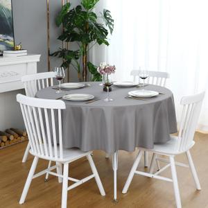 FOLINS&HOME Grey 48 Inch Round Tablecloth, Waterproof Table Cloth | Heavy Duty Wrinkle Free Polyester Fabric Circle Table Cloth, Spillproof Washable Table Cover for Parties, Picnics, Banquets