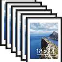 PEALSN 18x24 Poster Frame Set of 6, Display Pictures 16 x 20 with Mat or 18 x 24 without Mat for Wall Mounting Display, poster frames 18 x 24 for Wall Decor, Black