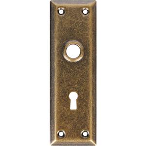 2 Pack Mortise Lock Door Plates for Interior Doors, Old Style Mortise Door Knob Backplate Replacement, Vintage Antique Brass Door Escutcheon Plates (Rectangular)