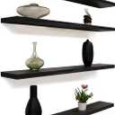 48 Inch Floating Shelves for Wall Rustic Black Wood Wall Shelves for Bedroom Set of 4
