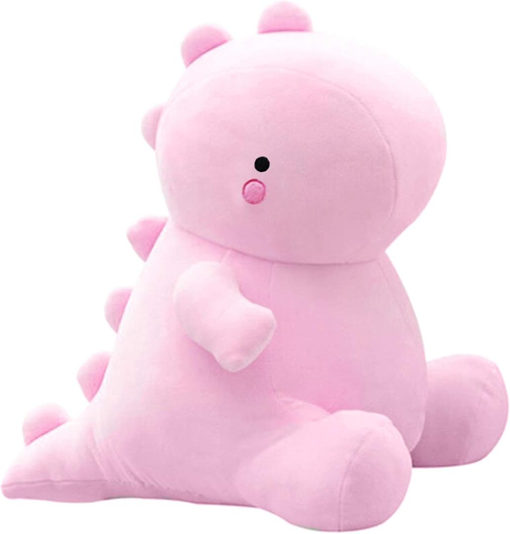 VHYHCY Cute Dinosaur Plush Toys, Fat Dinosaur Stuffed Animals Dolls, Soft Plush Dino Plushie, Birthday Gifts for Kids Girls Boys Pink 12 inch