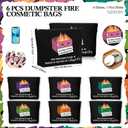 Kacctyen 6 Sets Coworker Thank You Gift Dumpster Fire Cosmetic Bag Bulk Mini Makeup Pocket Mirror Funny Office Gift for Womens History Month Employee Staff Nurse Teacher Volunteer Team Holiday Party