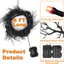 6 Ft 45 LED Willow Vine Twig Decor Black Halloween Garland with Orange Lights, Timer 8 Modes Waterproof Battery Operated Indoor Halloween Decorations for Wall Fireplace Mantle Home Office Party Decor