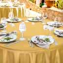 Buryeah 12 Pcs 84 Inch Gold Round Plastic Disposable Table Cloth Waterproof Tablecloth Circle Table Covers for Bridal Wedding Birthday Party Gender Reveal Baby Shower