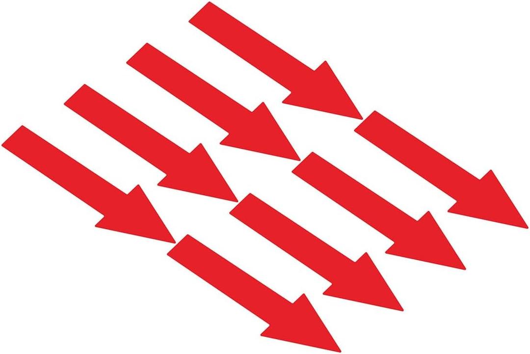Beiyier Large Removable 8-Piece 12" Vinyl Directional Arrow Stickers, Adhesive Floor Decals for Waterproof Marking and Safe Road Instructions (512 inches, Red