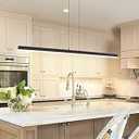 Artop 47" Linear Pendant Light 20W Minimalist Hanging LED Island Chandelier Light Fixture for Kitchen Island Dinning Room Commercial Office Matte Black