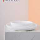 7.5 inch Ribbed Salad Appetizer Plate Set of 6, Opal Glass Round Small White Plates for Dessert, Kitchen, Dishwasher and Microwave Safe