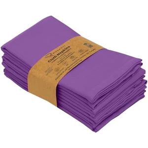 Pack of 2, Ruvanti Cloth Napkins Set of 6, 18x18 Inches Napkins Cloth Washable, Soft, Durable, Absorbent, Cotton Blend. Table Dinner Napkins Cloth for Hotel, Lunch, Restaurant, Wedding Parties - Purple